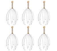 Massaggiatore per Testa e Cuoio Capelluto a Polpo, 6 Pezzi | Acciaio e Legno, Punta Liscia, Design a Punti di Pressione, per Collo e Corpo Colore Casuale