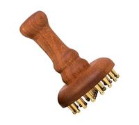Massaggiatore per testa, pettine massaggiante in rame a 24 denti, con manico in legno, per rilassare il cuoio capelluto, strumento per raschiare i tessuti profondi, per donne e uomini, spa, bagno