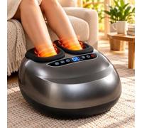 Massaggiatore Piedi, Compressione D’Aria E Impastamento Shiatsu Black | Compressione Ad Aria 360°, Massaggio Profondo, 5 Modalità, 5 Intensità, Calore, 6 Timer, Telecomando, Fodere Lavabili