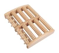 Massaggiatore Plantare in Legno Rulli a Cinque File | Tappetino Curvo Beige, per Piedi, Riflessologia e Uso Domestico, Confezione in Scatola