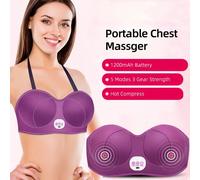 Massaggiatore portatile per il seno, con vibrazione, compressione termica, 5 modalità, 3 livelli regolabili, cinturino regolabile, adatto per diverse forme del seno Poliuretano