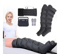 Massaggiatore Pressoterapia Gambe | Professionale Stivali Pressoterapia Gambe | 6 Cavità Pressoterapia per Casa Massaggiatore Piedi e Gambe (Nero 2 Gambe + addome)