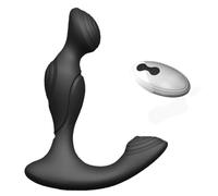 Massaggiatore prostatico 10+10, vibratore a doppia testa (universale/telecomandato, nero)