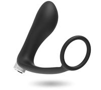 Massaggiatore prostatico Addicted toys con anello e vibrazione nero