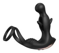 Massaggiatore prostatico con sensazione di formicolio interno e guaina a doppio anello, dotato di 9 modalità di vibrazione e 5 modalità di movimento; massaggiatore anale in silicone con base a ventosa