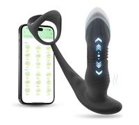 Massaggiatore Prostatico e Anello per il Pene Controllato da App - Plug Anale Vibrante in Silicone Nero per Gioco Solitario e Partner a Distanza