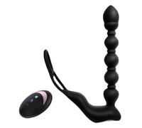 Massaggiatore prostatico multifunzione con ricarica USB, anello massaggiante e 10 modalità di vibrazione; un massaggiatore di marca compatibile con telecomando wireless.