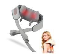 Massaggiatore Shiatsu 6D per collo e spalle con calore, massaggiatore per impastare i tessuti profondi, per alleviare il dolore, senza fili e ricaricabile, per casa, ufficio, viaggi (grigio) (grigio)