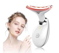 Massaggiatore Viso, 3 Modalità EMS Gua Sha, 7 Colori Radiofrequenza Viso, 45°C Riscaldabile Pulizia Viso, Doppio Mento Lifting Strumento Guasha Viso Motorizzato Senza Fili,Bianco