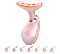 Massaggiatore viso anti-età per collo e occhi, con 7 colori, 3 modalità, massaggiatore facciale per la cura della pelle, dispositivo antirughe per dimagrire il viso (rosa)