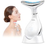 Massaggiatore Viso Antirughe Lifting Elettrico: Face Antirughe Dispositivo Viso EMS Lifting Massaggiatore con Impacco Caldo a 42°C Terapia Lifting con 3 Modi LED e Base