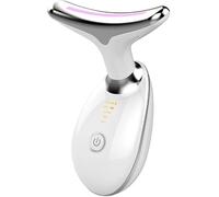 Massaggiatore viso e collo, dispositivo per terapia della luce a LED, luci LED a 7 colori, testa massaggiante curva a 160°, ricaricabile tramite USB, strumento anti-invecchiamento per la cura della