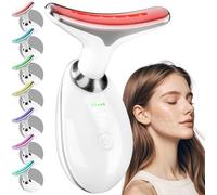 Massaggiatore viso e collo, massaggiatore anti-età per collo e occhi, con 7 colori, 3 modalità, massaggiatore viso per la cura della pelle, dispositivo antirughe per dimagrire il viso (bianco)