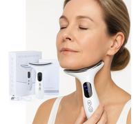 Massaggiatore Viso EMS Antirughe 45°C - Riduce Doppio Mento, Rassoda Collo e Mandibola - Per Donna, Uomo, Viaggio, Routine Anti-Età