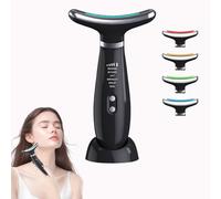 Massaggiatore Viso Lifting Elettrico Antirughe: Dispositivo di Bellezza a 5℃ del Freddo e 45℃ Terapia del Caldo - Face Massager - EMS Lifting Gua Sha Massaggio Rassodante Collo Viso (nero)
