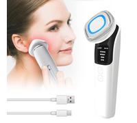 Massaggiatore viso, massaggiatore viso contro le rughe, dispositivo di radiofrequenza viso, 4 in 1 ems anti-rughe, 2 modalità, luce blu e rossa, con indicatore LED per tonificare la pelle, morbidezza