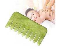 Massaggiatori per il collo Pettine per massaggio in pietra di giada, pettine viso per raschiare il viso Guasha, Pettine per cuoio capelluto Guasha, Strumento di massaggio per raschiare la giada Gua