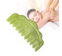 Massaggiatori per il collo Pettine per massaggio in pietra di giada, pettine viso per raschiare il viso Guasha, pettine per cuoio capelluto Guasha, strumento di massaggio per raschiare il gua sha,