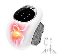 Massaggio al ginocchio con calore, fascia al ginocchio con display a LED, 3 livelli di massaggio e senza fili, ginocchiera riscaldata a vibrazione regolabile, per nonna, padre e anziani