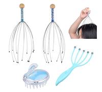 Massaggio Cuoio Capelluto - Set con 2 Gratta Testa, 1 Pallina Massaggiante ad Artiglio e 1 Spazzola Shampoo - Rilassa, Ringiovanisce e Mantiene il Cuoio Capelluto Sano