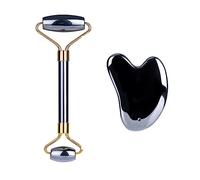 Massaggio facciale Rullo di giada Guasha Set Natural Terahertz Stone Massager Eye Face Neck Thin Lift Relax Strumenti dimagranti 1Set,Roller-GuaSha-1 Collezioni di casa (Color : Roller-guasha-1)