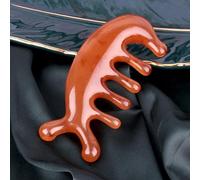 Massaggio meridiano del corpo pettine testa viso cuoio capelluto Gua Sha massaggiatore resina facciale dente largo Guasha raschiante massaggio del corpo (Color : Brown-A)