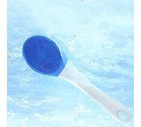 Massaggio vibrante a doppia faccia con manico lungo Spazzola da bagno in gomma morbida che sfrega indietro senza chiedere aiuto Spazzola da bagno elettrica impermeabile,Blue