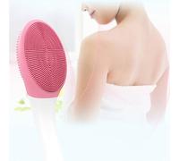 Massaggio vibrante a doppia faccia con manico lungo Spazzola da bagno in gomma morbida che sfrega indietro senza chiedere aiuto Spazzola da bagno elettrica impermeabile,Pink