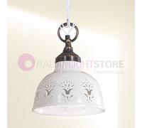 MASSERIA Sospensione Piccola D. 19 in Ceramica e Ottone Rustico Country