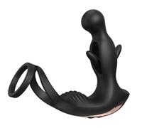 Masseur prostatique, avec sensation de picotements internes et conception à double anneau, 9 modes de vibration et 5 modes de, manchon en silicone