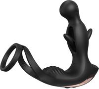 Masseur prostatique procurant une sensation de picotements internes, doté d'une conception à double anneau, proposant 9 modes de vibration et 5 niveaux de réglage, livré avec un embout en silicone