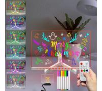 Masshomi 20 * 30CM Acrilico Dry Erase Board con stand 7 colori cambiano 7 marcatori telecomando segno LED Light Up fai da te scrittura disegno Message Note Board Memo Menu da fare Lista