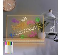 Masshomi 30 * 40CM Big Space fai da te, con messaggio luminoso, in acrilico, luce bianca calda, dimmerabile, 7 marcatori di colore, plug in bambini, per disegnare la pittura da comodino, per