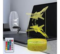 Masshomi Lampada da tavolo 3D Visual 16 colori che cambiano touch base telecomando pilota aereo due aerei elicottero combattente dimmerabile flash modalità liscia Cosplay Natale festa di compleanno