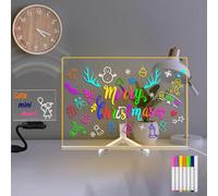 Masshomi Lavagna a LED con Messaggio a Colori Lavagna a Secco con Stand Illuminato Regolabile Bianco Caldo 7 Pennarelli Colorati Pittura Camera dei Bambini Dormitorio Coffee Bar (20 x 30 cm)