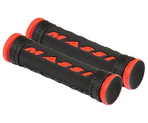 Massi Comp Double Density - Impugnature per Bicicletta, Colore Nero/Rosso