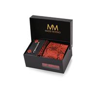 Massi Morino Cravatta con Fazzoletto da Taschino Set Uomo in emelli, Fermacravatta e Confezione Regalo - Set Cravatta Uomo per Matrimonio