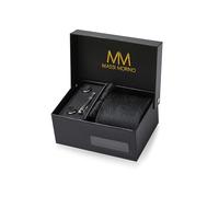 Massi Morino Cravatta con Fazzoletto da Taschino Set Uomo in emelli, Fermacravatta e Confezione Regalo - Set Cravatta Uomo per Matrimonio