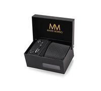 Massi Morino Cravatta Nero a Puntini e Fazzoletto da Uomo con Gemelli e Fermacravatta, Parure Set | Accessori Sposa | Cravatta Elegante con Confezione Regalo