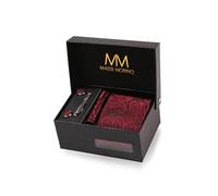 Massi Morino Cravatta Paisley Porpora e Fazzoletto da Uomo con Gemelli e Fermacravatta, Parure Set | Accessori Sposa | Cravatta Elegante con Confezione Regalo