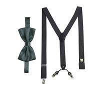 Massi Morino I Set Bretelle con Papillon Grigio I Bretelle Elastiche a Y con Fermagli I Larghezza 3,5 cm I Lunghezza Regolabile I Papillon Preannodato