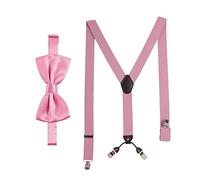 Massi Morino I Set Bretelle con Papillon Rosa I Bretelle Elastiche a Y con Fermagli I Larghezza 3,5 cm I Lunghezza Regolabile I Papillon Preannodato