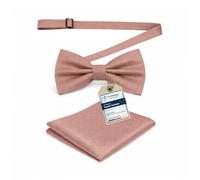 Massi Morino I Set di Papillon Rosa Antico con Pochette da Uomo I Papillon da Abito per Matrimonio I Fiocco Regolabile Rosa