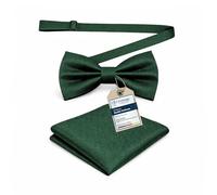 Massi Morino I Set di Papillon Verde Scuro con Pochette da Uomo I Papillon da Abito per Matrimonio I Fiocco Regolabile Verde