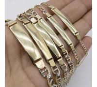 Massiccio 10K Oro Taglio Diamante Marinaio Id Bracciale 10K Giallo Bianco Tutti