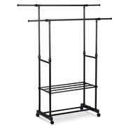 Massido Appendiabiti su ruote, in metallo, 2 ripiani, regolabile in altezza, colore nero