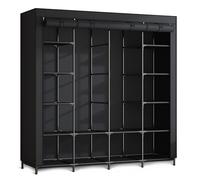 Massido Armadio in tessuto pieghevole, stabile, con 14 ripiani, 170 x 45 x 170 cm, colore nero