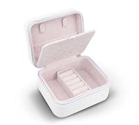 Massido Portagioie da viaggio, piccolo organizer per gioielli, portatile, 11 x 9,5 x 6,2 cm, bianco