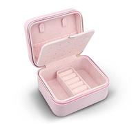 Massido Portagioie da viaggio, piccolo organizer per gioielli, portatile, 11 x 9,5 x 6,2 cm, rosa