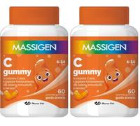 Massigen - C Gummy, 60 Caramelle da 3,3 g, Integratore Alimentare con Vitamina C, Vitamine Gommose per Bambini 4-14 Anni, Gusto Arancia, Ideale per Sistema Immunitario e Nervoso (Confezione da 2)